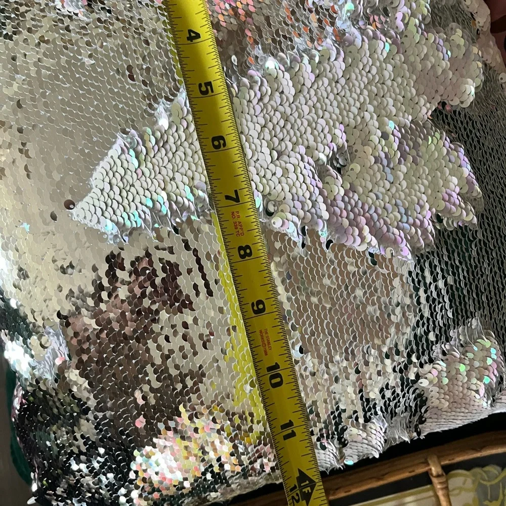 HOLOGRAPHIC AND SILVER SEQUIN PILLOW